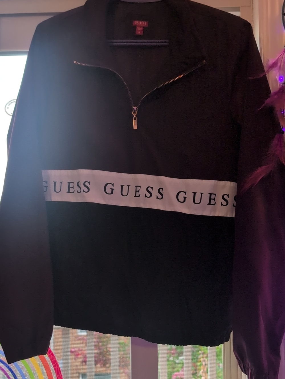 GUESS Black Pullover Bomber Jacket